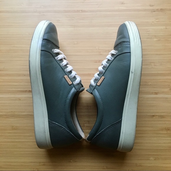 ECCO Soft 7 Leather Lace-up Sneakers - Moon (5) - Picture 6 of 12